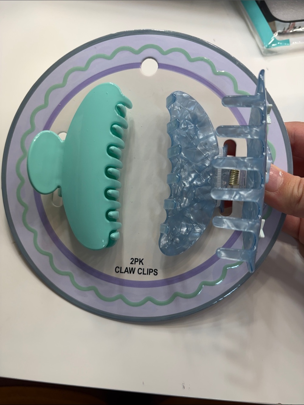 Kids 2-Pack Sea Blue & Aqua Claw Hair Clips - Picture 3 of 4